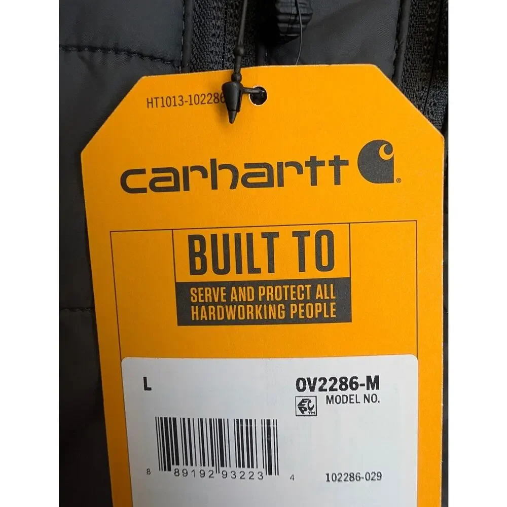 NWT Carhartt Vest Mens L Dark Gray Sleeveless Rain Defender Relaxed Fit Zip Up - Picture 6 of 6